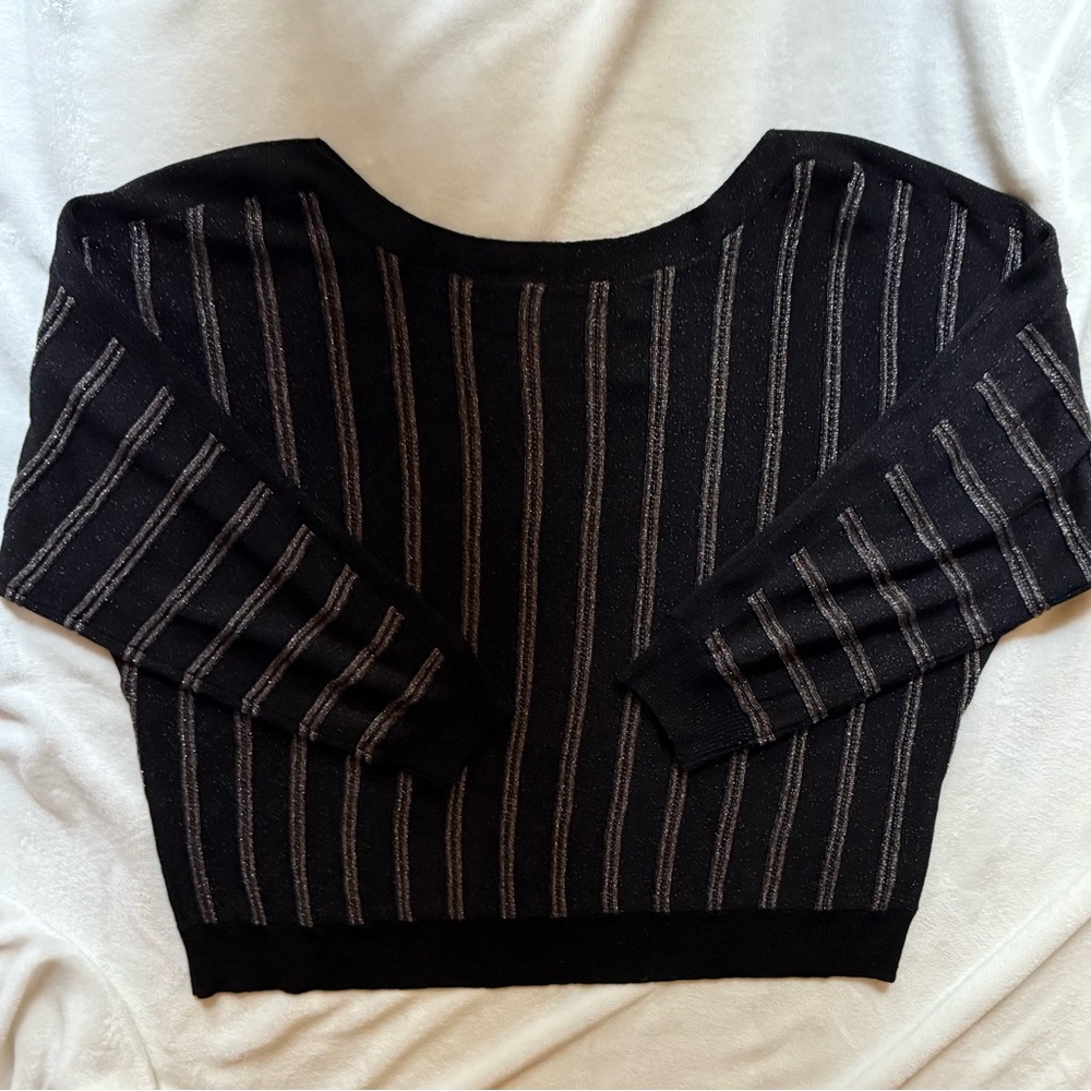 Black and Gray Striped Women's Plus Sweater-New without tag!